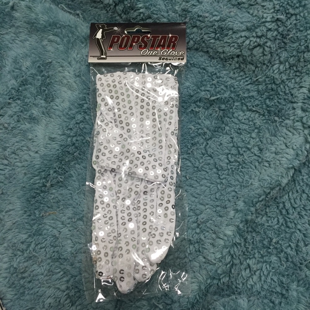 Single costume white silver sequin costume glove - Picture 5 of 12